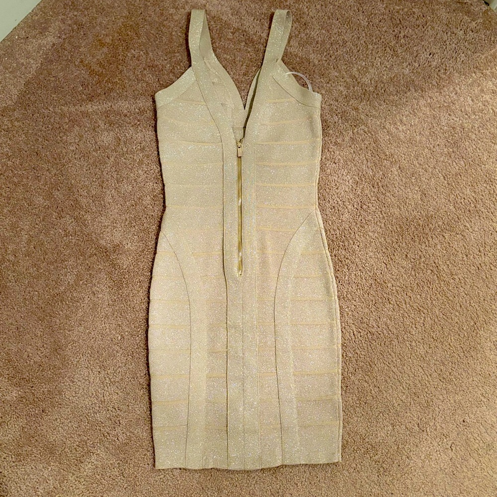 Gold body-con mini dress